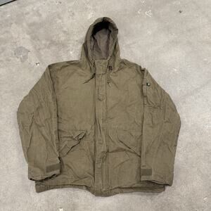 ALPHA INDUSTRIES WAXED RIPSTOP HOODED OUTDOOR UTILITY JACKET BROWN XL MEN